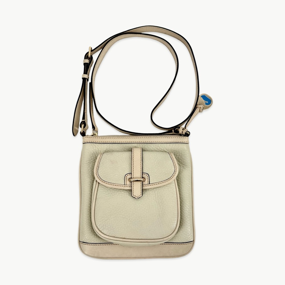 Vintage Dooney Bourke Pebbled Leather Small Crossbody Bag Ivory Y2K Americana